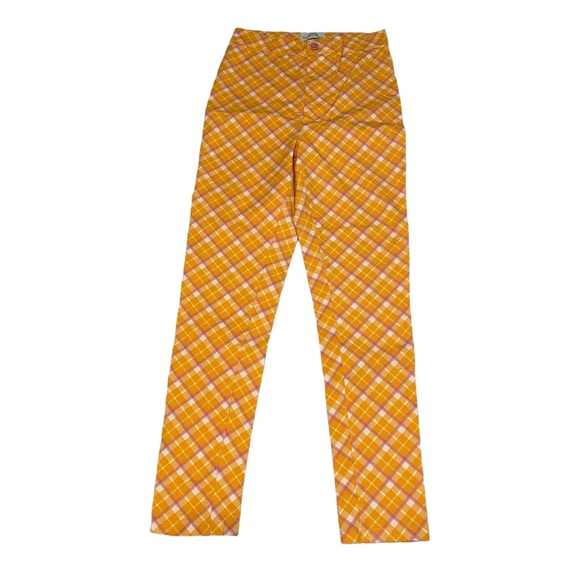 Urban Outfitters Pants - Urban Outfitters Ultra High Waist Plaid Pants, Tangerine/Pink, size 4